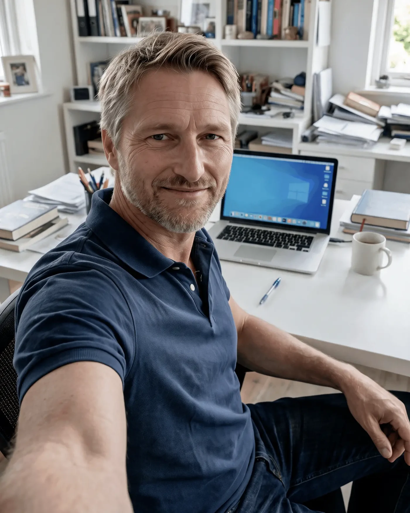 Alexander Brink an seinem Schreibtisch beim Online-Business